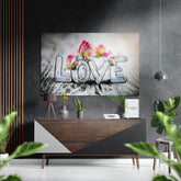 Love  Brushed Aluminium Dibond Wall Art.